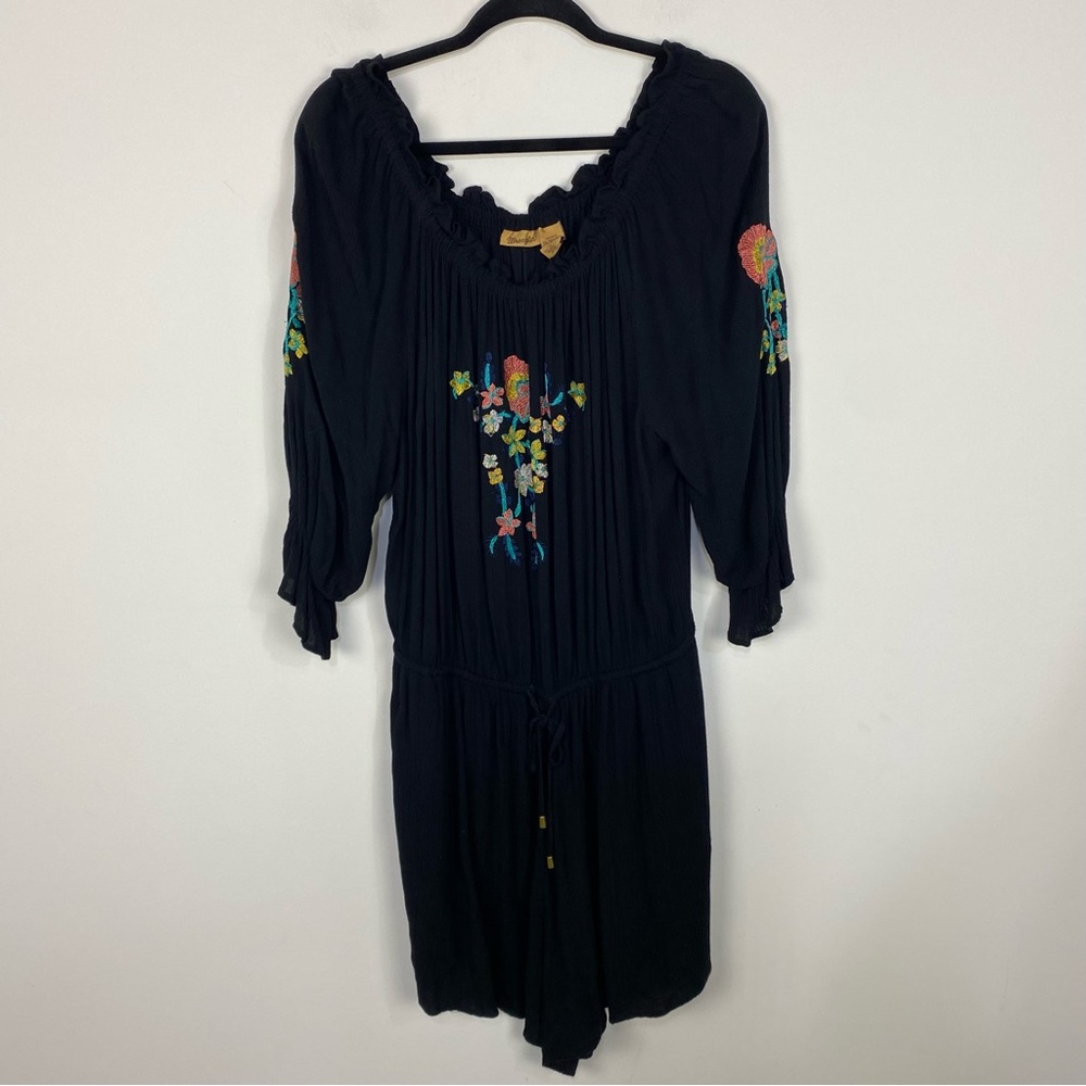 Wrangler Black Embroidered Boho Romper